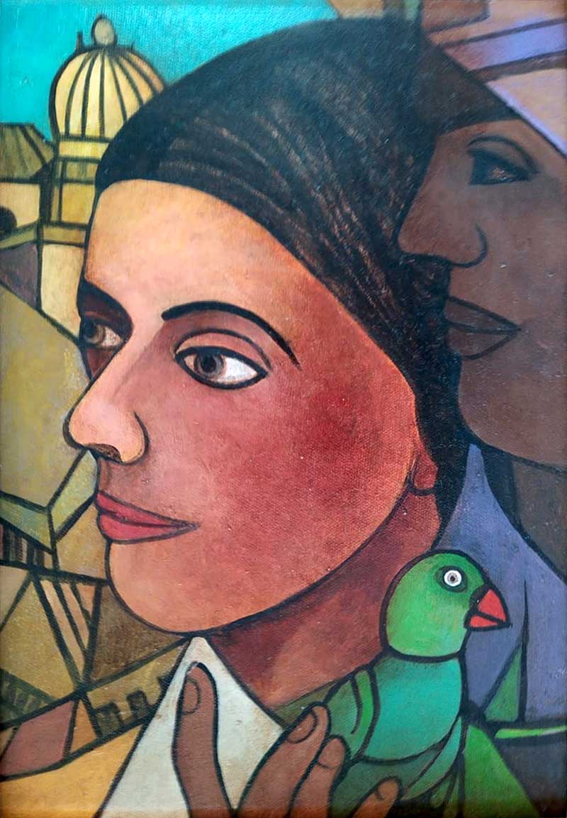 Gurcharan Singh-Woman with a bird II